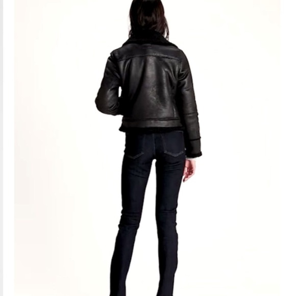 Banana Republic Black Faux Shearling Leather coat - Picture 5 of 8